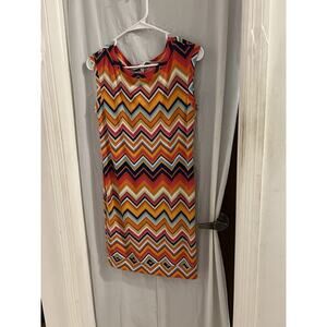 Trina Turk Multicolor Chevron Print Mini Shift Dress Sz S
